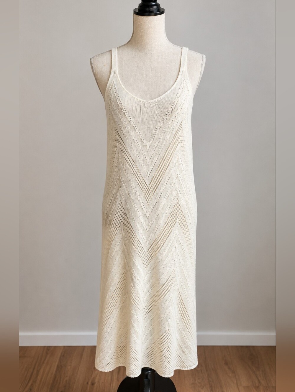 NWT Floris Cream Crochet Maxi Slip Dress